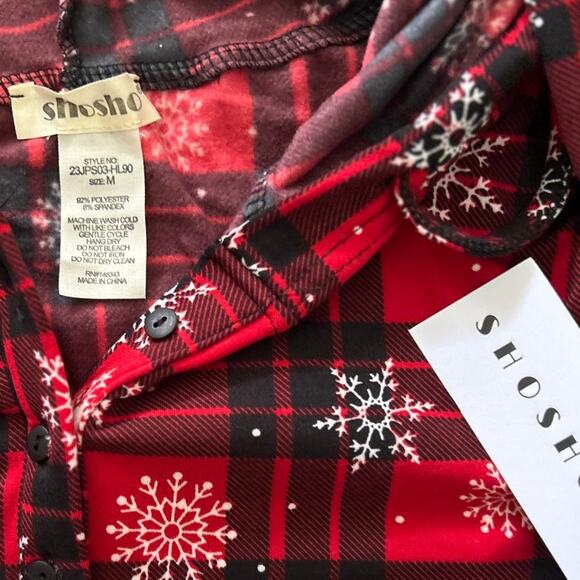 SHO SHO Snowflake Jumpsuit Pajamas With Hood Winter Holiday Christmas Festive M - Picture 5 of 8